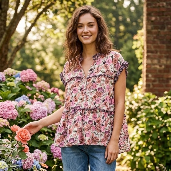 Tops - Floral Tiered Blouse